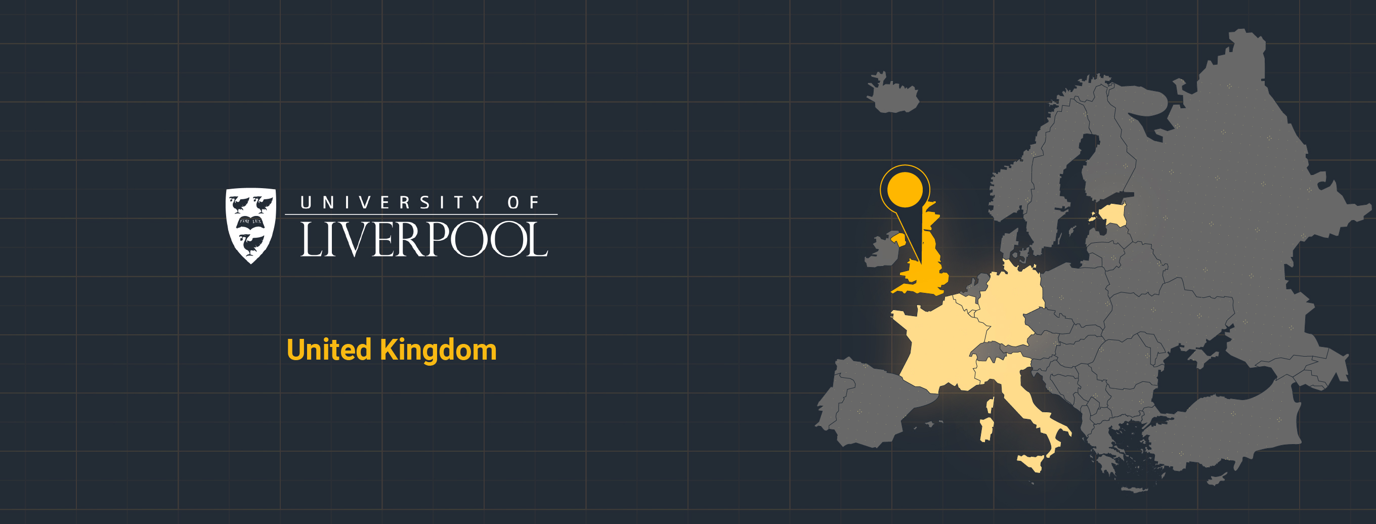 University of Liverpool map highlights United Kingdom